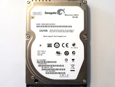Seagate ST9250410AS 9HV142-300 0002SDM1 (5VG) China WU 2.5" 250gb Sata HDD 2010 - Image 1 of 4