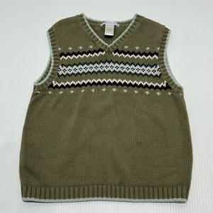 Janie and Jack Boys Green Pullover V-Neck Sleeveless Cotton Sweater Size 3 - Picture 1 of 6