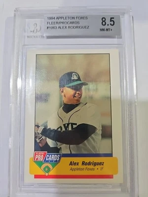 1994 Fleer Procards - ALEX RODRIGUEZ - Rookie Card #1063 - APPLETON FOXES  BGS 9 - Image 1 of 2
