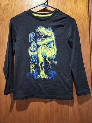 Boys Size 10 365 Kids From Garanimals Black Graphic Dinosaur Long Sleeve Shirt - Image 1 of 2