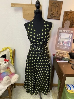 Vtg Y2K Dressbarn Halter Polka Dot Empire Waist Babydoll Marilyn Monroe Sz 16 - Image 1 of 4