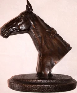 "Stolz auf den Stall" von Jeanne Rynhart. 70er Jahre Kaltguss Bronze Pferdekopf Büste - Bild 1 von 6