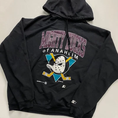 Mighty Ducks NHL reprinted black hoodie classic style QT4841 - Image 1 of 2