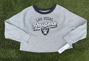 NFL girls Las Vegas Raiders Fleeced Crop Top Long Sleeve Medium 7/8 NEW - Picture 1 of 7