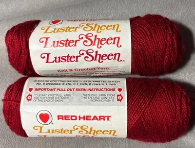 复古 Coats And Clark 红色心形纱光泽光泽钩针编织针织套装 2 冬季红色 — 第 1/2 张图片