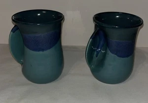 2005 Neher Clay In Motion Handwärmer Keramik Becher Rechtshänder Signiert Blau Grün - Bild 1 von 9