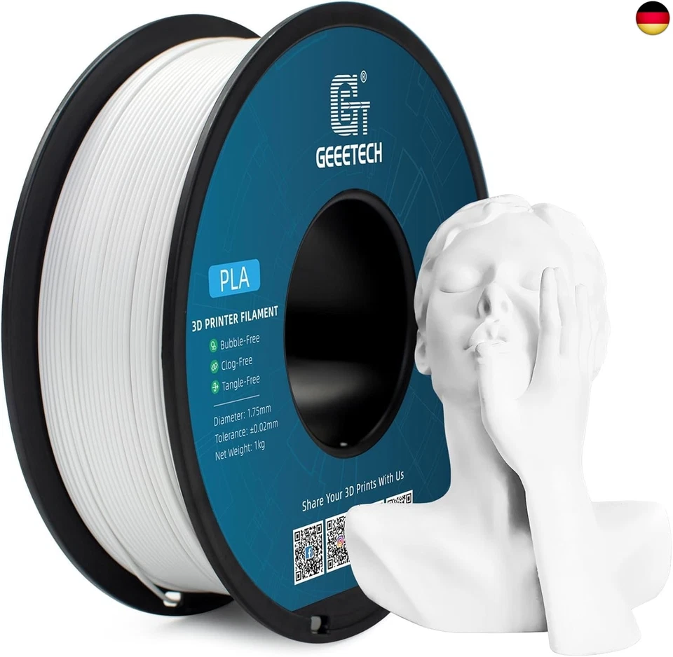 GEEETECH PLA Filament für 3D Drucker, 1,75mm, Pla Weiss - Bild 1 von 4
