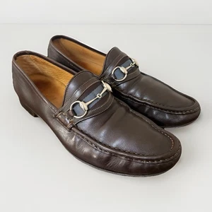 Gucci Mens Horsebit Brown Leather Loafers Shoes 10 D - Picture 1 of 18