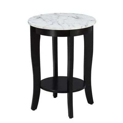 Convenience Concepts American Heritage Round End Table, White Faux Marble / - Image 1 of 4