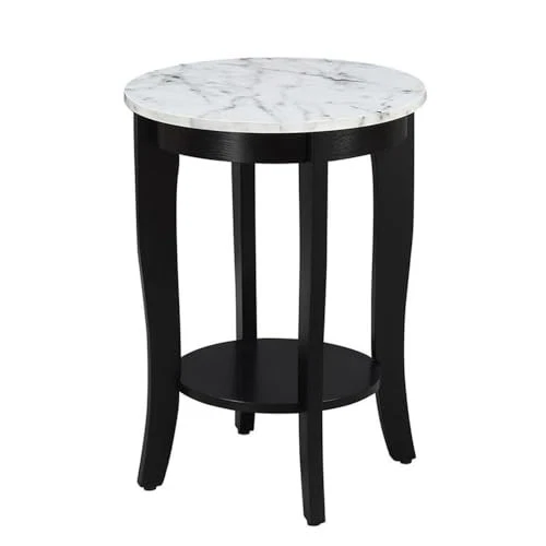 Convenience Concepts American Heritage Round End Table, White Faux Marble / - Image 1 of 4