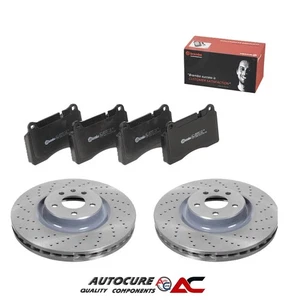 FOR VW TOUAREG V6 3.0L TDI (MK2) FRONT DRILLED BRAKE DISCS & BREMBO PADS SET - Picture 1 of 1
