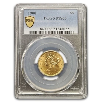 1900 年 5 美元自由女神半鹰金 MS-63 PCGS — 第 1/3 张图片