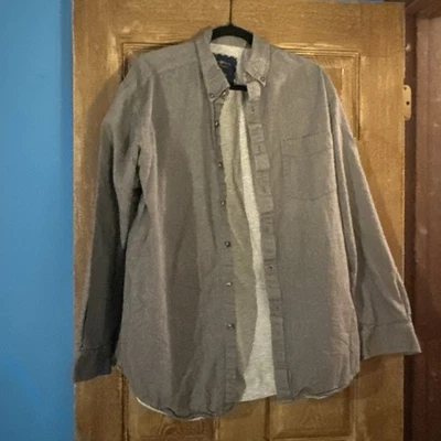 Men's L Club Room Gray Flannel Lined Chambray Shirt Button Down Jacket Shacket - Image 1 of 4