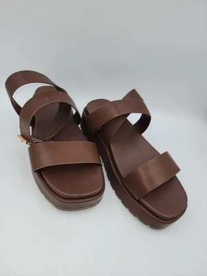 Torrid Gladiator Dark Brown Chunky Faux Leather Platform Sandals Wmn Size 10.5WW - Image 1 of 4