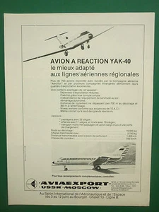 5/1977 PUB AVIAEXPORT URSS USSR MOSCOU CCCP AVION YAK-40 AEROFLOT FRENCH AD - Picture 1 of 1