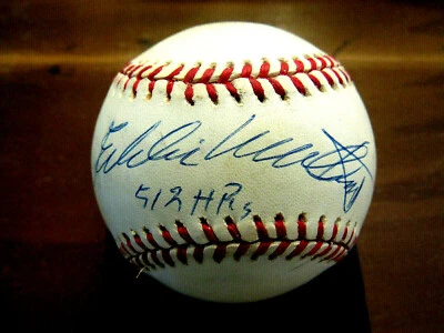 EDDIE MATHEWS 521 HR BRAVES HOF 500 HR CLUB SIGNED AUTO VINTAGE ONL BASEBALL JSA - Image 1 of 3