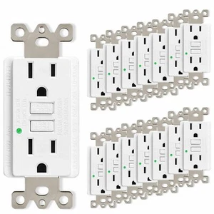 15A GFCI Outlets Ground Fault Receptacle Commercial Grade ETL with Cover 10 Pack - Picture 1 of 12