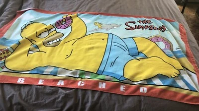 Vtg 90s The Simpsons Homer & Maggie "Beached” Pool Beach Bath Towel 54”x29” - Image 1 of 3