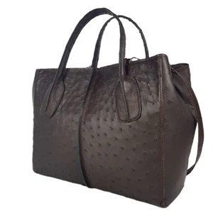 Luxus ECHTE Straußenleder Damen Handtasche Schulter Braun Schulter Tragetasche Tasche - Bild 1 von 12