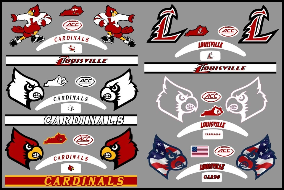 Louisville Cardinals  Mini Helmet Alternate Decals - 6 designs to choose from - Image 1 of 1