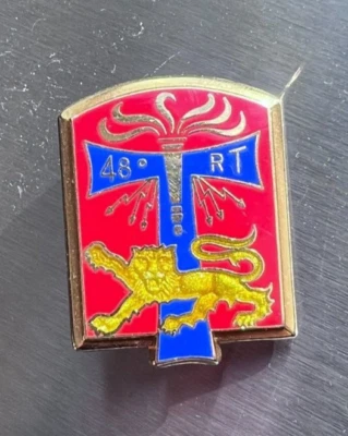 ORIGINAL MILITAIRE INSIGNE 48° REGIMENT DE TRANSMISSIONS / BOUSSEMART TBE - Photo 1/2