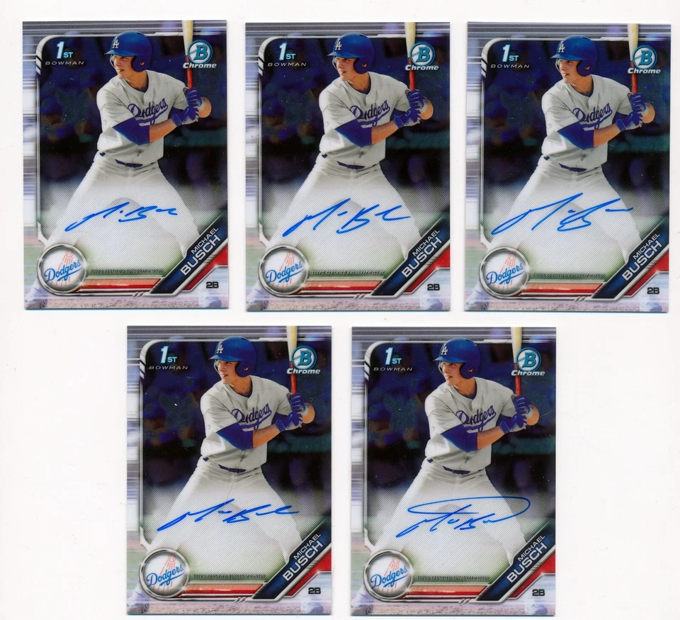 5 Card 2019 Bowman Chrome Draft Michael Busch Auto Autograph Investment Lot CUBS - Image 1 of 1