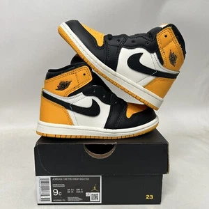 Nike Air Jordan 1 Retro High OG TD “Yellow Toe/Taxi” AQ2665-711  Toddler 9C New - Picture 1 of 5