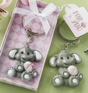 12 Adorable Baby Elephant Pink Design Key Chain Baby Shower Birthday Favors - Picture 1 of 1