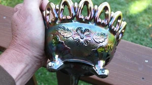 Northwood Wild Rose Open Edge Carnival Nut Bowl NICE !!! - Picture 1 of 7