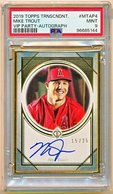 2019 Topps Transcendent VIP Party Mike Trout Auto #MTAP-4 (15/25) PSA 9 - Image 1 of 2
