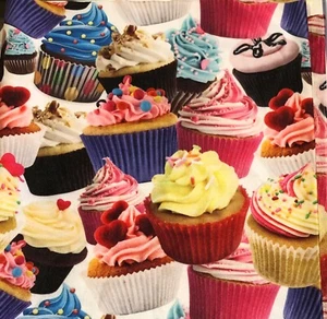 Large Cupcakes Print Spandex 4W Stretch Fabric 60"x 16" Cut pc*Costume/Swimwear - Picture 1 of 4