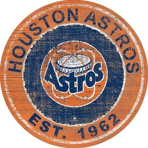 Letrero de retroceso histórico envejecido redondo de los Astros de Houston 24" de diámetro - Imagen 1 de 1