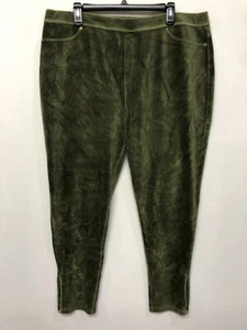 Susan Graver Women Pull On Velvet Pants Sweatpants Size 1X Olive M204 -26 - Picture 1 of 19