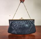 Vintage ETRA SMALL Leather Clutch Purse Gold With Gold Trim and Chain Classic