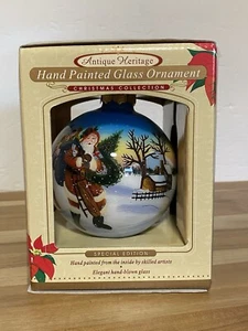 NIP Antique Heritage Reverse Hand Painted Blown Glass Christmas Ornament ~ Santa - Picture 1 of 7