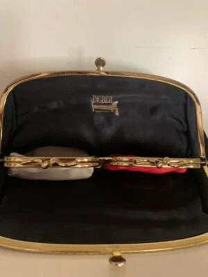 Monedero Ingber satinado moderno de mediados de siglo de colección bolso sin asas negro doble monedero en muy buena condición Foto 1 de 4
