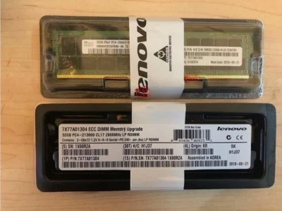 NEW Lenovo 01DE974 7X77A01304 32GB 2Rx4 DDR4 PC4-2666V RDIMM Server RAM Memory - Image 1 of 2