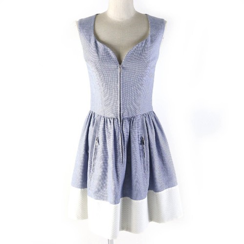 Abito smanicato CHANEL 100% cotone zip top Coco Mark fodera 100% seta taglia 36