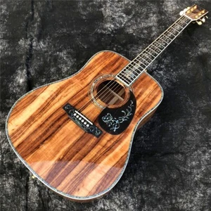 All KOA Wood 41 Inch D Style Acoustic Guitar Abalone Inlays Ebony Fingerboard - Picture 1 of 10