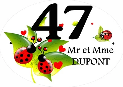 - FAIT MAIN - plaque numéro maison ou boite aux lettres personnalise coccinelle réf 90