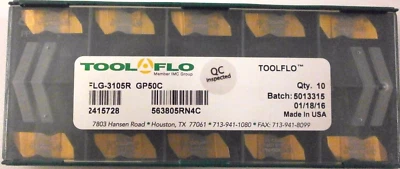 10pcs Tool Flo FLG 3105R GP50 Top Notch Coated Carbide Grooving Inserts NG 3105R - Image 1 of 2