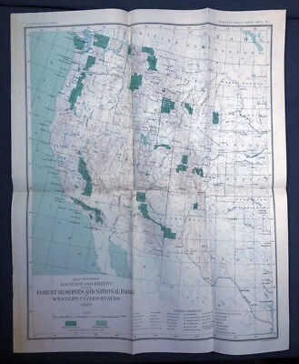 1899 Forest Reserves Western USA Antique Color Map USGS National Parks - Image 1 of 4