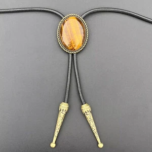 Tigerauge Stein Herren Bolo Krawatte Cowboy Vintage Legierung Gewachstes - Bild 1 von 6