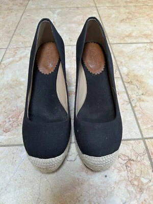 J. Zapatos de salón de cuña alpargata de lona Crew Seville talla 6 negros excelente estado. Foto 1 de 4
