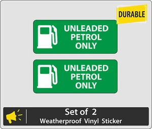 Unleaded Petrol Only - set of 2 Weatherproof Self Adhesive Sticker Fuel Cap - Picture 1 of 1