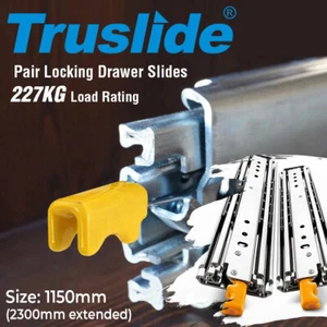 Locking Drawer Slides 1150mm (2300mm Extended) 227KG Heavy Duty Draw Slide - Picture 1 of 10