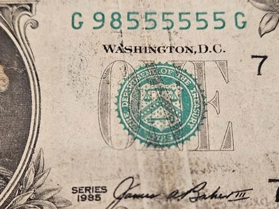 $1 Dollar Bill with 6 Consecutive 5s (6 of a kind) Fancy Serial Numbers - Image 1 of 4