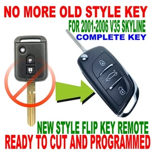 J-STYLE FLIP KEY REMOTE FOR 2001-2007 SKYLINE V35 AU KEYLESS ENTRY CHIP FOB JDM - Picture 1 of 5