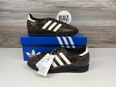**Adidas SL 72 OG Preloved 棕色白色黑色蛇皮 (JS3981) 女式 — 第 1/4 张图片
