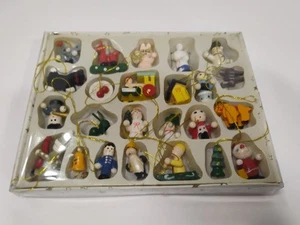 Vintage Lot Of 24 Mini Painted Wooden Christmas Ornaments 1.25"- 1" MInt - Picture 1 of 7
